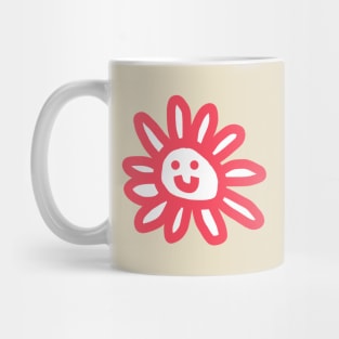 Red Daisy Flower Smiley Face Graphic Mug